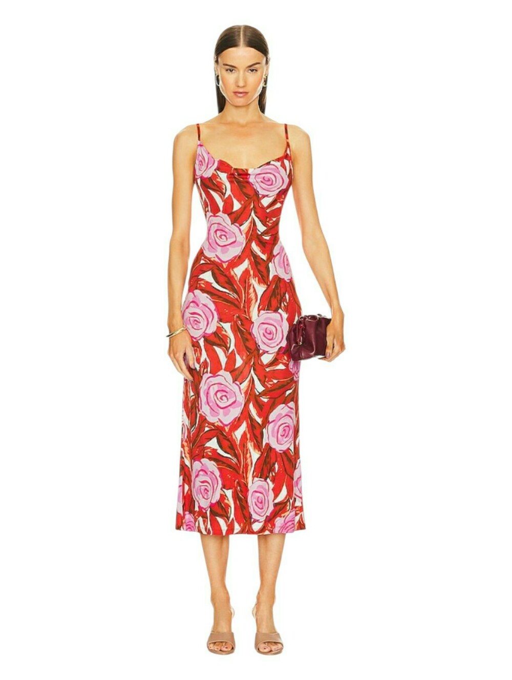 Diane Von Furstenberg Alik Dress Palm Floral Multi Red, Orange, Pink